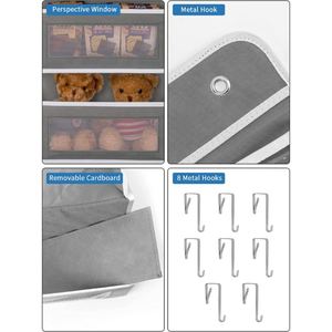Organizador Colgante para Puerta de 5 Niveles, Plegable, con 4 Bolsillos Grandes y Ventana Transparente de PVC (Gris) - Product Image 4