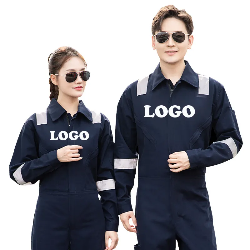 Popular Custom Industrial Reflective Mechanic Work Suit Work Cotton Overalls Jumpsuit Safety Coverall for Men