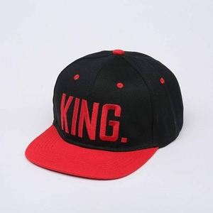 Casquette Snapback unie réglable à 6 panneaux bicolore avec broderie lettres King Queen pour homme - Product Image 3