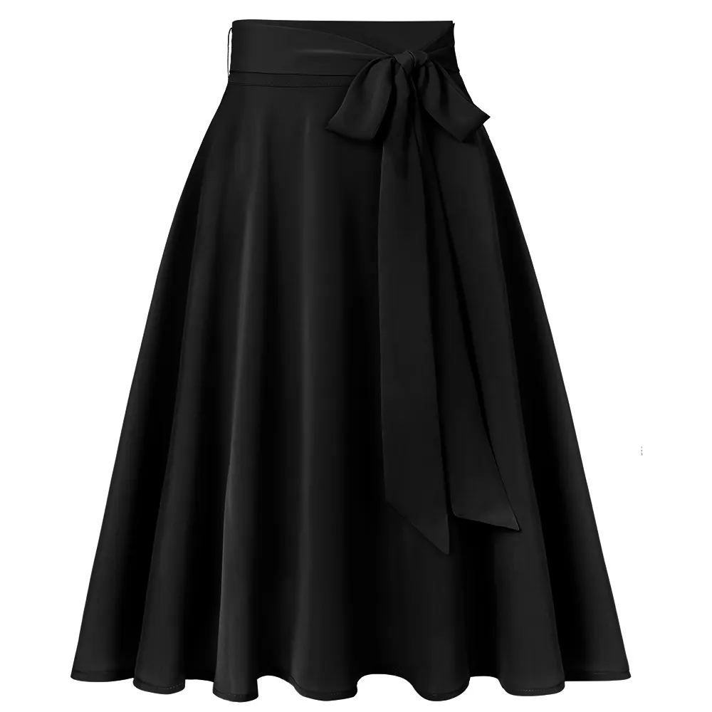 Rock Damen Midi Length Elegant Chiffon Black Skirt SS0025 High Waist Women Casual Clothing Long Skirts Faldas Mujer