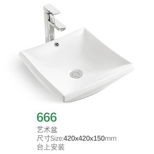 Bassin de comptoir en céramique de Style minimaliste nordique trou de débordement carré salle de bain Art lavabo - Product Image 5