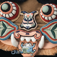 Sac à bandoulière brodé de qualité supérieure avec tête de tigre chinoise traditionnelle et pompons pour enfants et adultes, idéal pour les festivals culturels