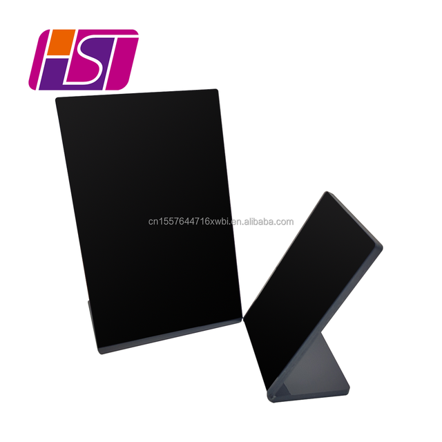 Customizable Black Acrylic Menu Display Board Shock-resistant Table Card Erasable Marker NFC Smart Stand for Hotel Ordering Menu