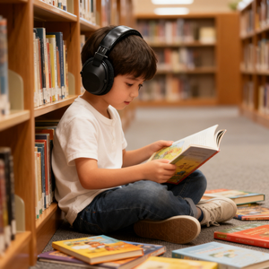 Черные детские наушники-гарнитура с шумоподавлением 23 дБ, регулируемым оголовьем, складные, для путешествий и учебы - Product Image 5