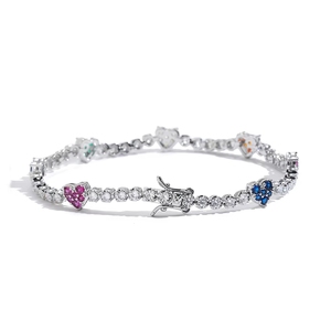 Europäischer und Amerikanischer Beliebter Luxus-Paarstil Hip-Hop Kupfer-Armband mit Bunten Zirkonia-Steinen - Product Image 2