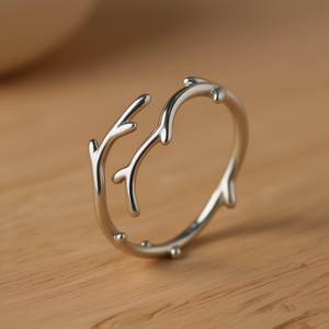 Bague unisexe en cuivre plaqué or blanc, style bohème, inspirée des plantes, bijou de mode pour usage quotidien, sans incrustation de pierres - Modèle T0174 - Product Image 2