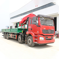 Sertifikasi CE ISO Shacman Delong Truk Derek 24 Ton 8x4 dengan Knuckle Boom Hydraulic Loader