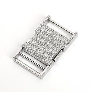 Hebilla deslizante de aleación de zinc plateada con diamantes de imitación para cinturones - Product Image 1