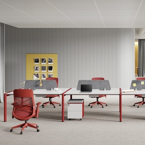 <b>Office</b> <b>Table</b> Set 4 Person Seater Executive Computer Modular Staff <b>Office</b> Cubicle Workstation Desk with Chair - Product Image 6