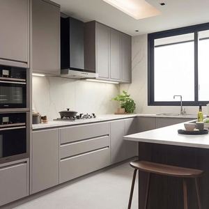 Gabinetes de Cocina Modernos Minimalistas en Forma de L, de Madera, Empacados en Plano, con Acabado Resistente al Agua, Tamaño y Color Personalizables - Product Image 2