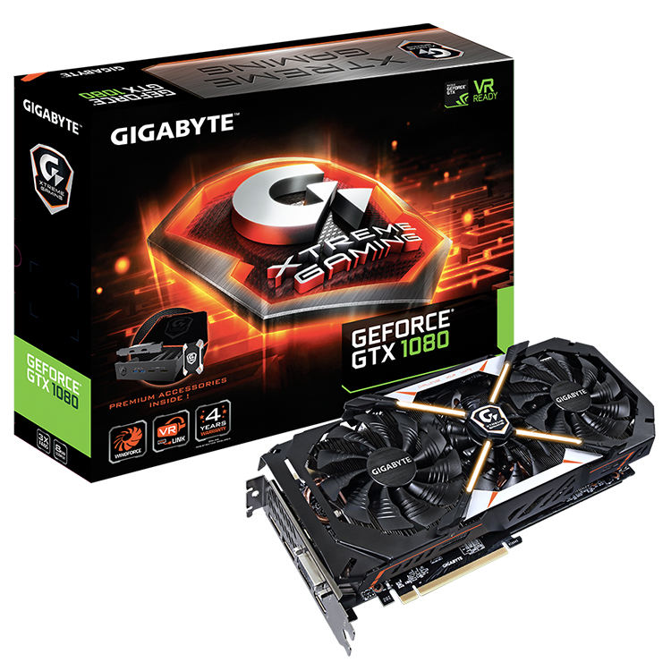 GIGABYTE NVIDIA GeForce GTX 1080 Xtreme Gaming Premium Pack 8G Used  Graphics Card with 8GB GDDR5X 256-bit Memory GPU