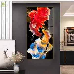 Cuadro Decorativo de Pared de Diseño Moderno para Vestíbulo, Pasillo o Corredor, con Peces Koi en Porcelana de Cristal - Product Image 2