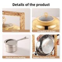 Chauffe-plats de luxe pour hôtels et restaurants, durable, pour fêtes, mariages, en acier inoxydable doré, 8 L, avec couvercle suspendu, ensemble de buffet