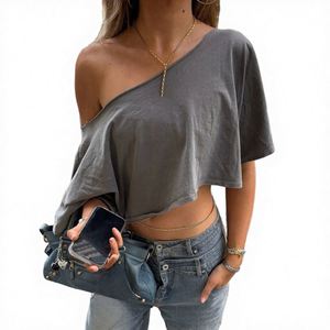 Camiseta Corta de Verano para Mujer, Informal, Holgada, para Yoga y Fitness, Corte Cuadrado, de Algodón Puro, con Impresión de Logotipo Personalizado - Product Image 3
