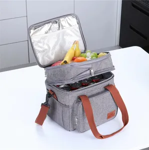 Gıda sınıfı termal omuzdan askili çanta Polyester leopar baskı taşınabilir paketi soğuk çanta için iki