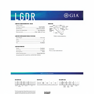 Diamante de Corte Brillante Redondo Cultivado en Laboratorio de 2.32 Quilates, Claridad VS1, Color F, con Pulido Excelente y Profundidad del 60.30% para Anillos de Diamantes - Product Image 1