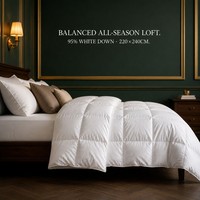 Couette matelassée 95% duvet d'oie blanche 4 saisons, taille Queen, chaleur moyenne, écologique, en coton, anti-déchirure, respirante, avec coutures en boîte