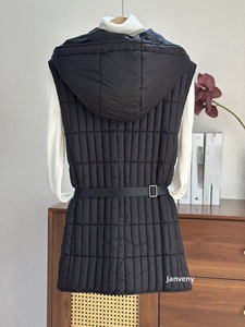 Janveny 2026 Nouvelle Collection Automne Hiver Gilet matelassé <span class=keywords><strong>sans</strong></span> manches pour <span class=keywords><strong>femme</strong></span>, 90% duvet de canard blanc, à capuche, ceinturé, simple boutonnage - Product Image 5
