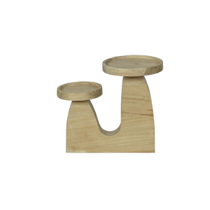 Soporte de exhibición de dos niveles y mesa auxiliar hecha de madera maciza de Acacia con construcción robusta y acabado natural perfecto - Product Image 3