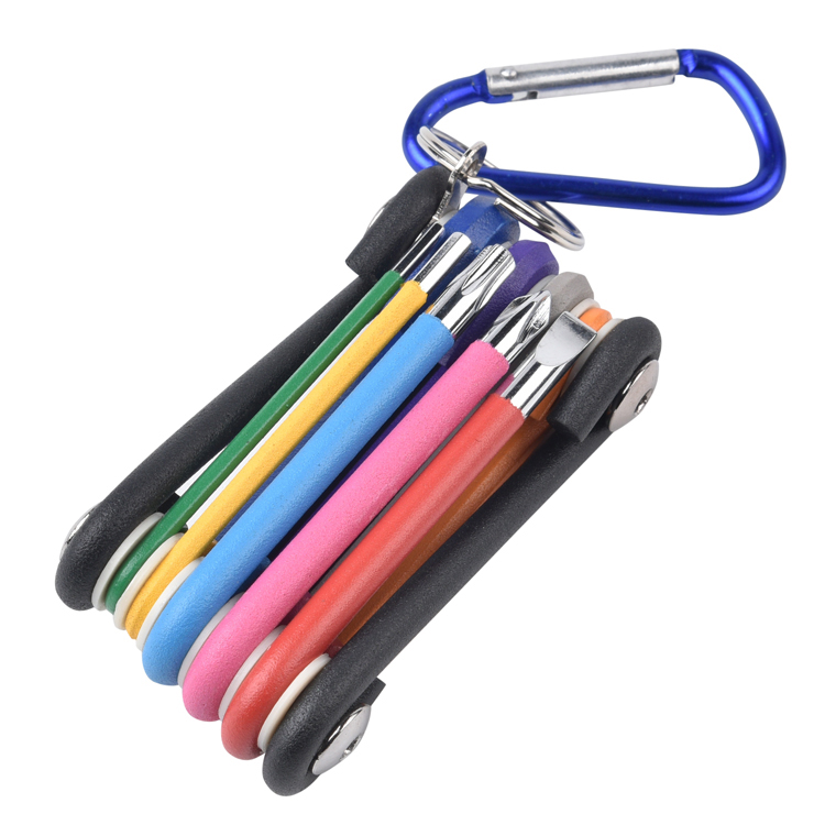 high quality mini small 9 pcs custom hybrid mixed universal multi colorful folding allen Hex key torx wrench tool set