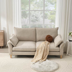 Canapé moderne pliable de 79 pouces de large avec cadre en métal rembourré et assise profonde pour salon et appartement - Product Image 1