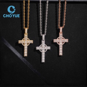 Iced Out Hip Hop Jewelry Cross Moissanite Pendant 925 <b>Silver</b> High Quality Custom Pendant Moissanite <b>Charms</b> for Men - Product Image 2