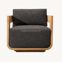 Fauteuil pivotant d'extérieur LUXORA Modern Sedona en teck résistant aux intempéries pour hôtel et jardin