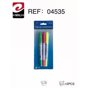 Pennarello fluorescente a doppia punta, confezione da 3 pezzi, colori assortiti per evidenziare la scrittura - Product Image 1