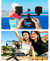 Barre d'extension triple cold shoe pour appareil photo avec filetages 1/4 "-20 pour moniteur, microphone, lumière LED – Support en alliage d'aluminium