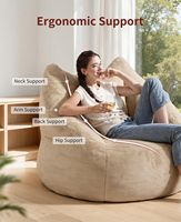Großer Lazy Bean Bag Sessel Übergroßer Lesesessel mit Armlehnen Memory-Schaum-Füllung Bequemer Riesiger Gemütlicher Erwachsenen-Sitzsack