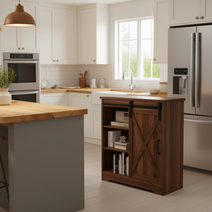 Credenza da Cucina Marrone, Mobile di Stoccaggio con Ante in Legno Massello, Design Moderno - Product Image 2