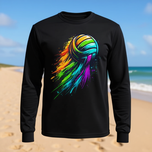 Camiseta de manga larga negra para jugador de voleibol, diseño Colorsplash Ball, talla pequeña - Product Image 3