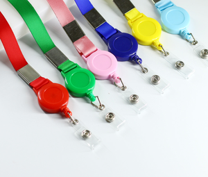 High Quality Full Colors Flat Nylon Lanyard With Badge Reel and Clear Vinyl Strap