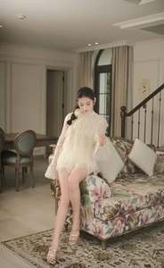 Sweet High Neck Chiffon Ruffle Sleeve Mini <b>Dress</b> With Sheer Layered Hem Loose Fit Party <b>Dress</b> Summer Style - Product Image 2
