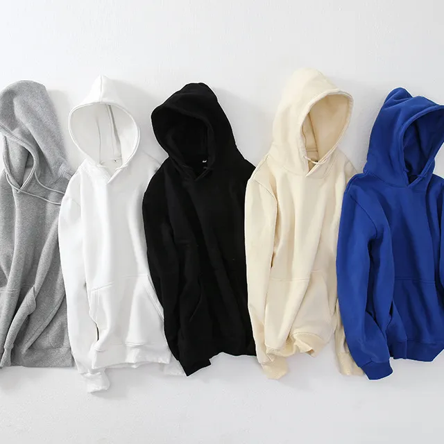Hoodie Manufacturers 330G Hooded Pure Color Pure Cotton Plus Velvet Thick Sweater Men'S Loose Sweater And Trousers Suit