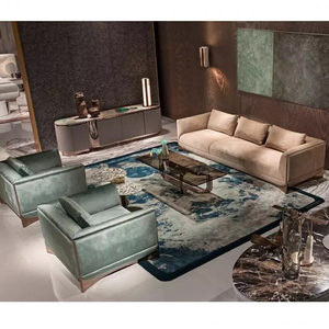 เฟอร์นิเจอร์มิโว ชุดโซฟาหรูหราสไตล์อิตาลีสำหรับบ้าน โซฟาห้องนั่งเล่นทันสมัย ผ้ากำมะหยี่สีน้ำเงินสำหรับโซฟา - Product Image 2