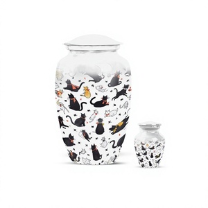 Urne funéraire imprimée pour chat en aluminium blanc pour cendres d'animaux de compagnie Grande urne décorative avec urne souvenir pour cendres de chat - Product Image 1