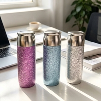 CHUFENG Nouvelle Bouteille d'Eau Isotherme avec Couvercle Magnétique en Titane Pur Brillant, Tasse de Voyage avec Infuseur à Thé, Gourde Isotherme Portable