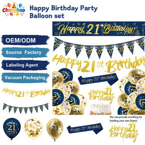 Kit de fête d'<span class=keywords><strong>anniversaire</strong></span> pour homme en bleu et or, 40/50/60/70 ans, bannière <span class=keywords><strong>Joyeux</strong></span> <span class=keywords><strong>Anniversaire</strong></span>, ensemble de ballons, décoration d'<span class=keywords><strong>anniversaire</strong></span> pour homme de 40 ans - Product Image 1