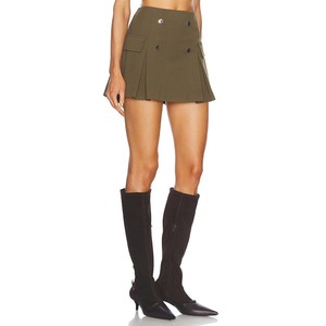 Oem Odm Fashion Design Hoge Kwaliteit Sergeant Groene Korte Rok Voor Dames Aanpassen Elegante Slanke Wikkel Mini Rok Voor De Herfst