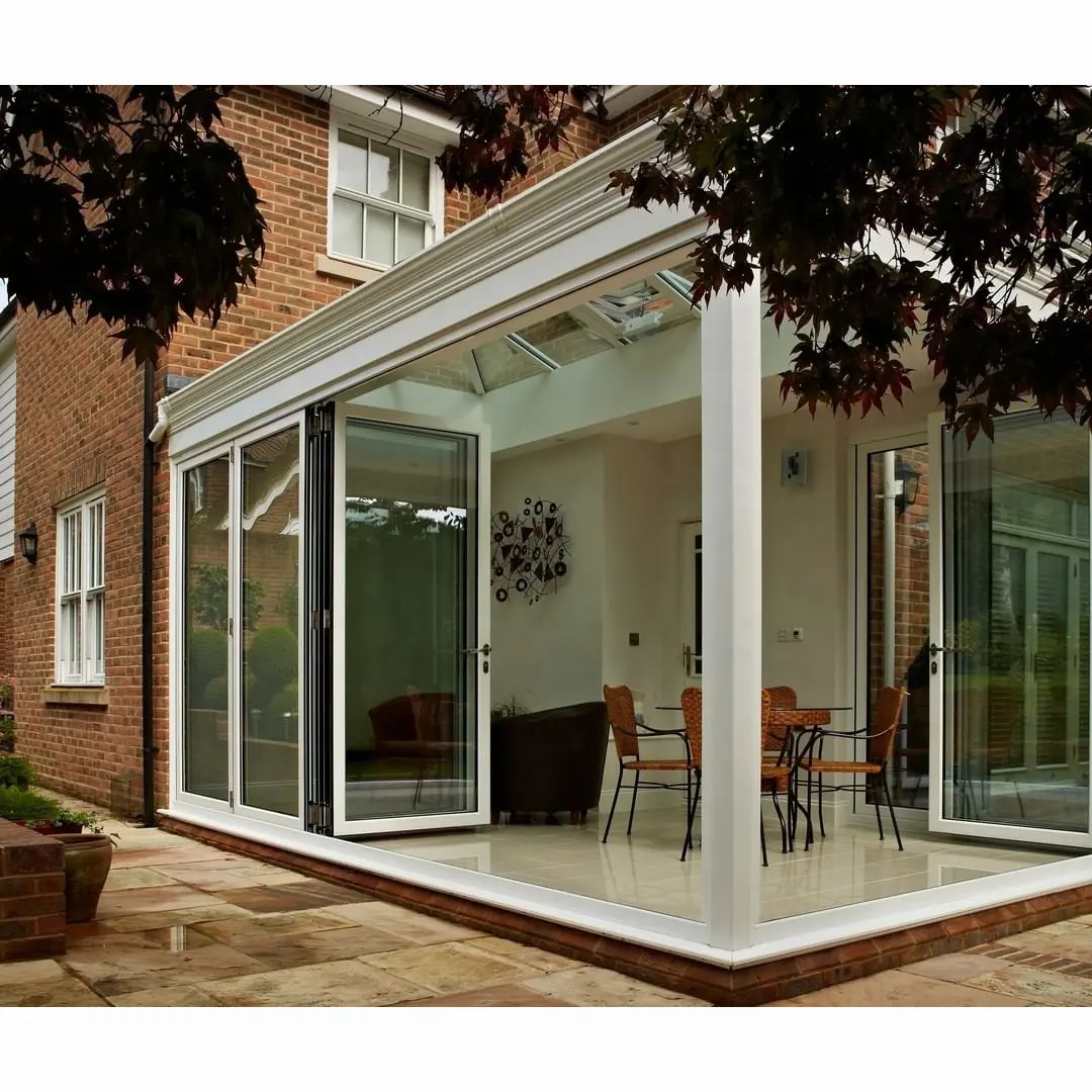 Di alta qualità stile americano porta a fisarmonica Villa su misura esterno Bifold pieghevole vetro porte in alluminio vetro porta pieghevole