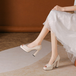 Peep Toe High Heel <b>Shoes</b> Patent Leather Platform Pumps For Office Work All Seasons Slip-On Women's <b>Shoes</b> Y9528-6 - Product Image 3