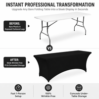 Housse de table extensible 4 directions en spandex, ajustée, avec poches renforcées pour les pieds, sans plis, idéale pour mariages, banquets et salons professionnels