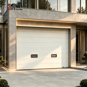 Portes de garage sectionnelles électriques isolées automatiques modernes personnalisées QIMEN, à double paroi, en acier moussé, résistantes au vent - Product Image 1