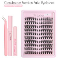 Lot de 120 faux cils en grappe courts et effilés, kit DIY de cils en grappe, cils naturels à bande fine