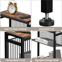 Table d'appoint d'angle en bois à 3 niveaux pour magazines, style moderne, en métal, carrée, durable et mobile pour salon