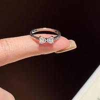 Bague de couple Bow Pave en argent sterling 925 avec moissanite et plaqué rhodium, alliance assortie