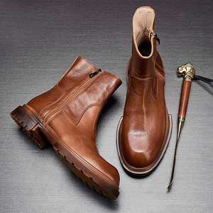 Bottes Chukka de luxe rétro, nouveau style, automne-hiver-été, en cuir de vachette, avec fermeture éclair, antidérapantes, imperméables, respirantes, pour l'extérieur - Product Image 6