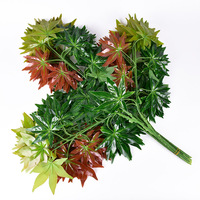 12pcs/set Simulasi Cabang Daun Maple Artifisial Cabang Pohon Palsu Daun Maple Merah Musim Gugur Tanaman Hijau Model