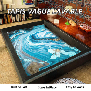 Tapis moderne géométrique en polyester à poils ras antidérapant lavable en machine, épaisseur 7 mm, support non tissé non filé pour salon et chambre à coucher - Product Image 2